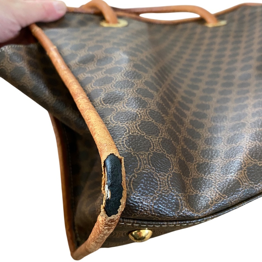 CELINE Paris Macadam Tote with Tan Leather Trim has wear - Picture 10 of 15